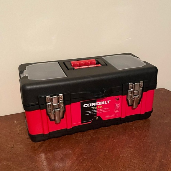 Corebilt 16" Red and Black Wide Tool Box - Picture 2 of 7